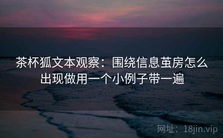 茶杯狐文本观察：围绕信息茧房怎么出现做用一个小例子带一遍